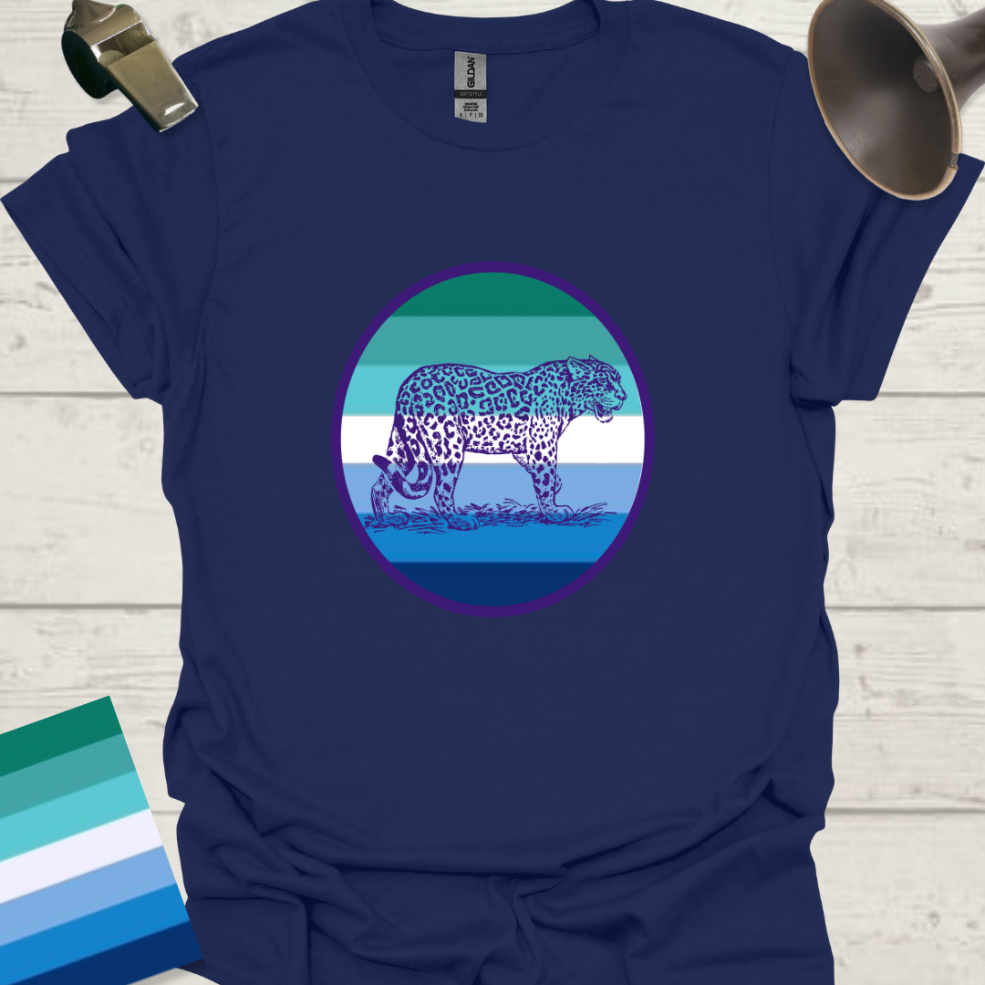 Gay Man Pride Flag Colors in a Sphere, Cute Leopard T-Shirt