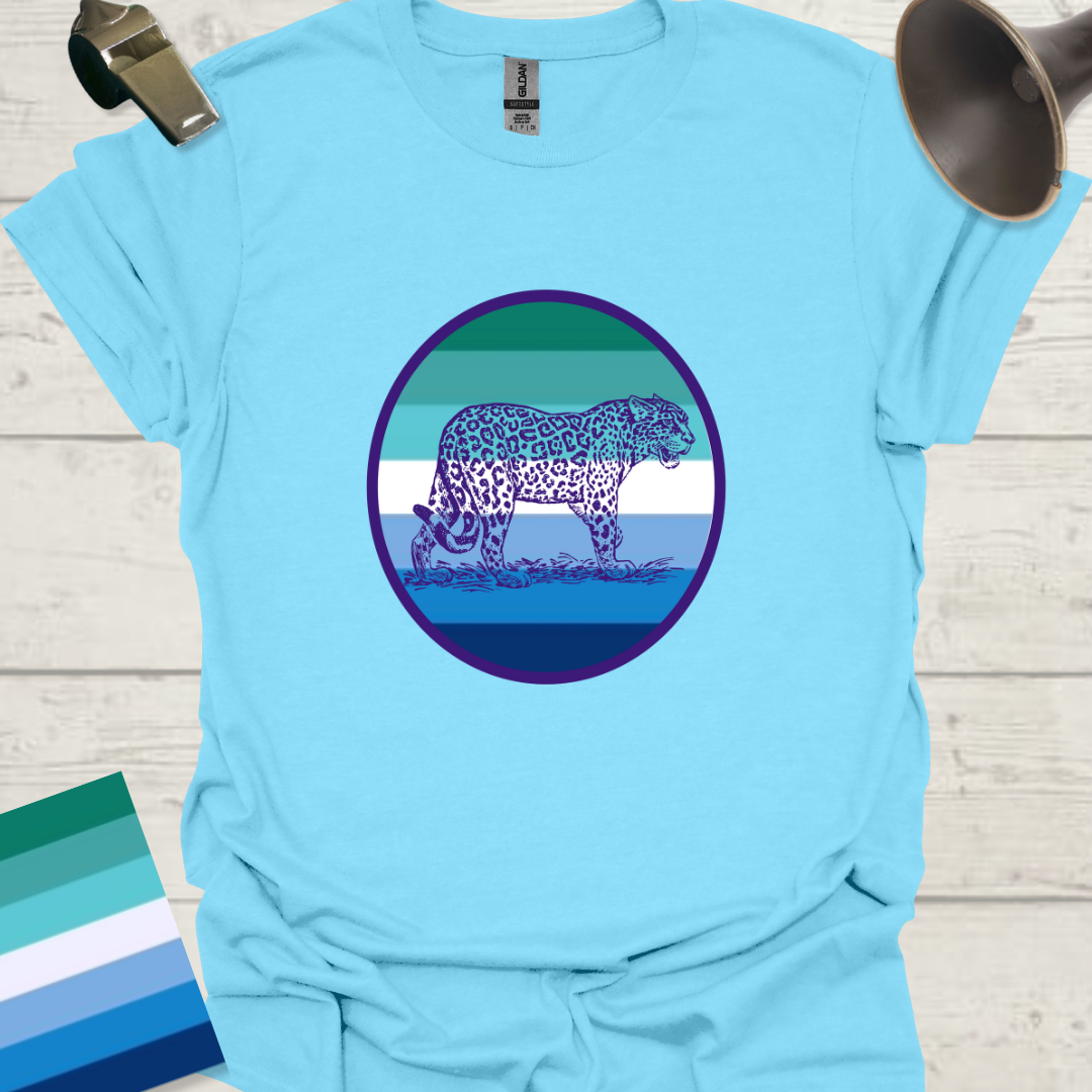 Gay Man Pride Flag Colors in a Sphere, Cute Leopard T-Shirt