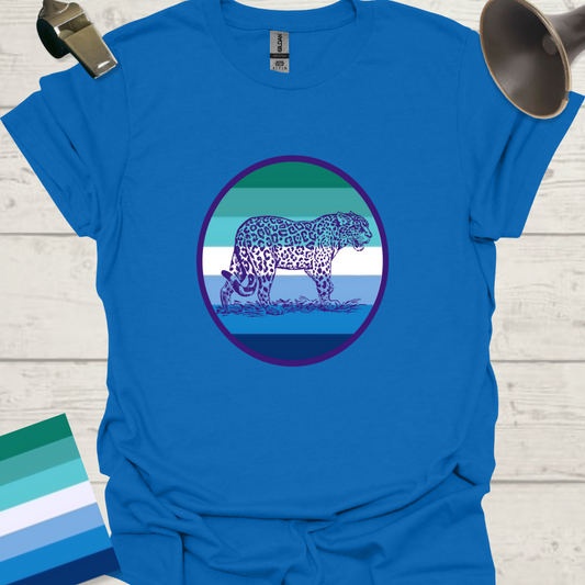 Gay Man Pride Flag Colors in a Sphere, Cute Leopard T-Shirt
