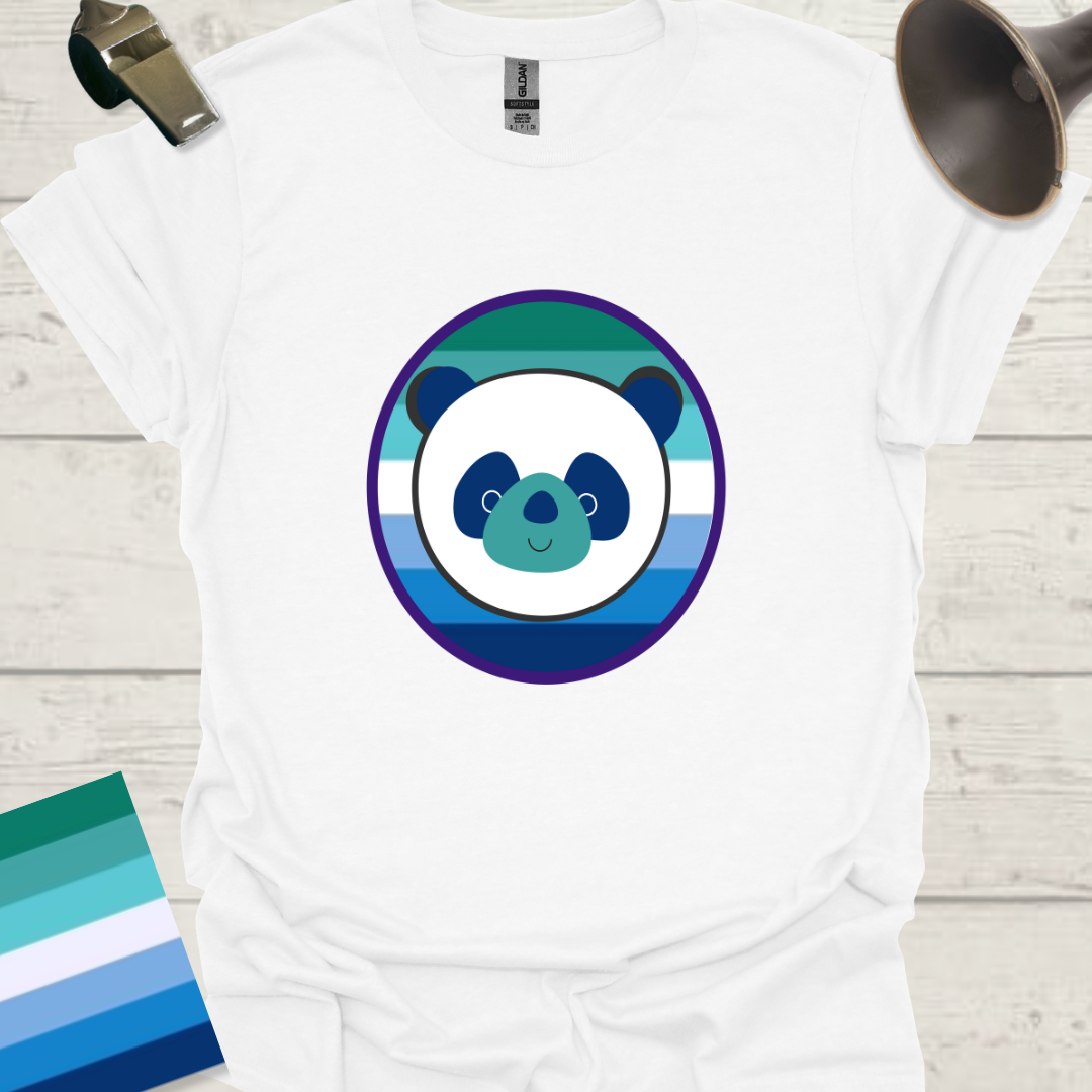 Gay Man Pride Flag Colors in a Sphere, Cute Panda T-Shirt