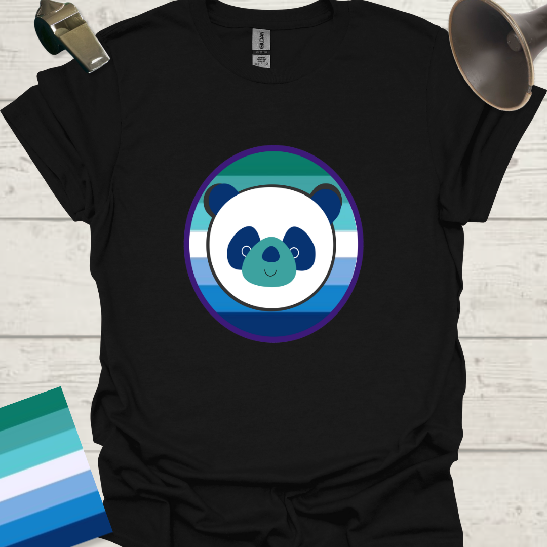 Gay Man Pride Flag Colors in a Sphere, Cute Panda T-Shirt