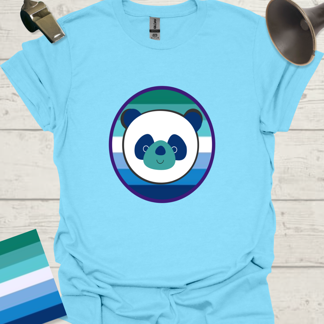 Gay Man Pride Flag Colors in a Sphere, Cute Panda T-Shirt
