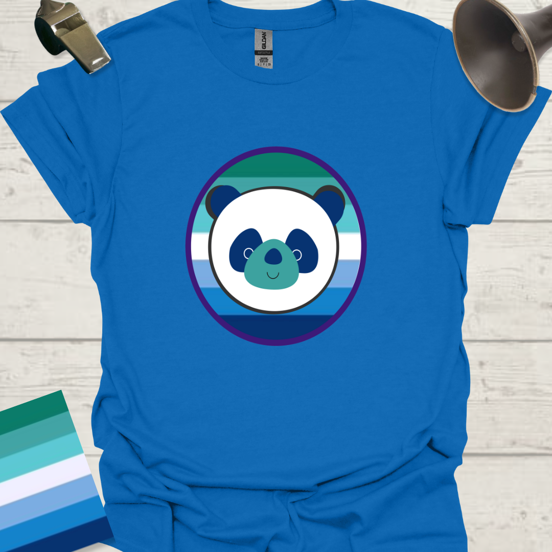 Gay Man Pride Flag Colors in a Sphere, Cute Panda T-Shirt
