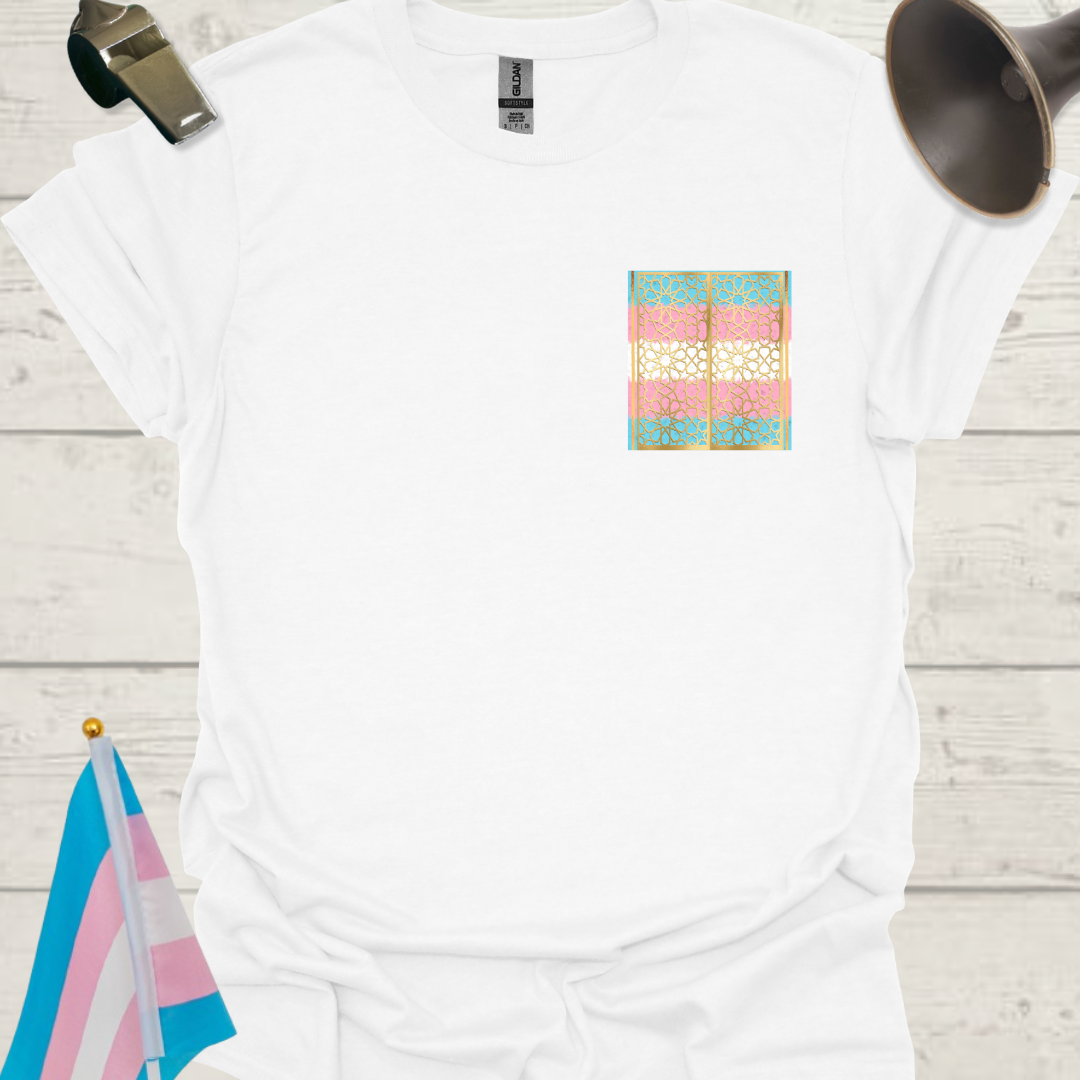 Transgender Pride T-Shirt, Cubism Golden Ornaments Unisex Softstyle
