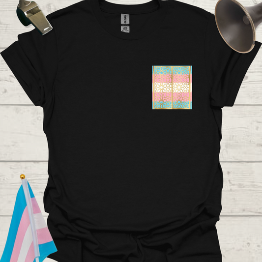 Transgender Pride T-Shirt, Cubism Golden Ornaments Unisex Softstyle