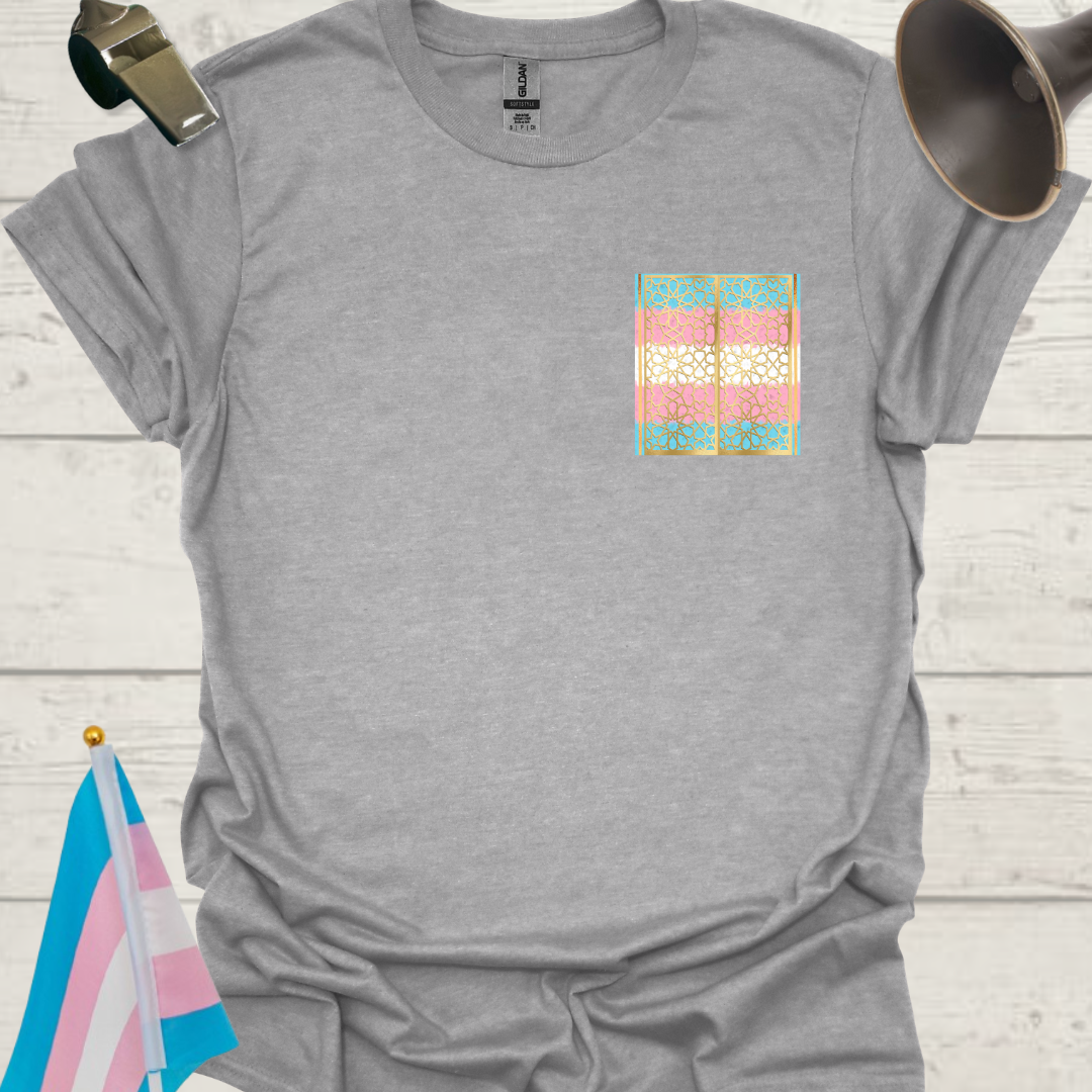Transgender Pride T-Shirt, Cubism Golden Ornaments Unisex Softstyle