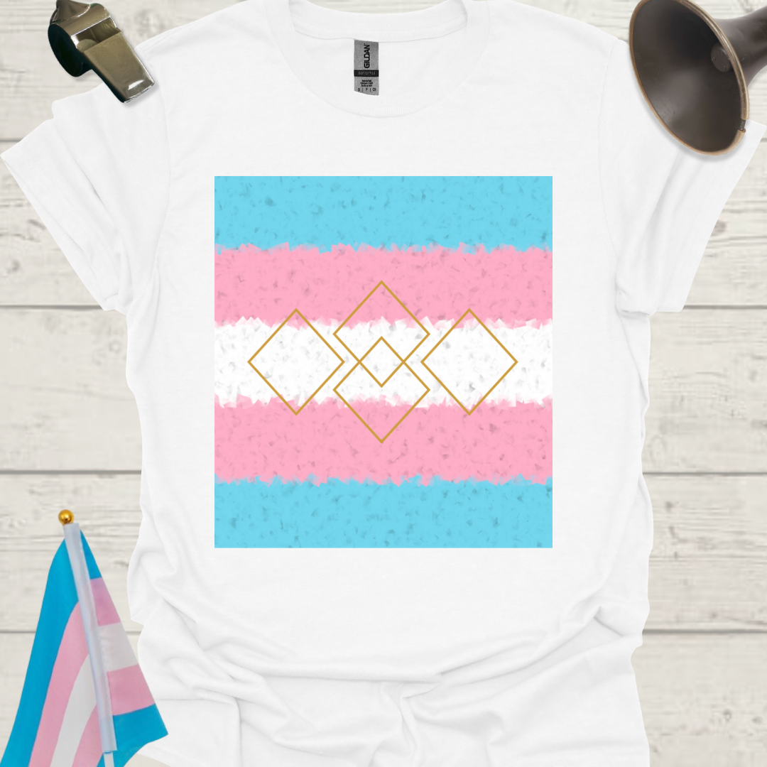 Transgender Pride T-Shirt, Cubism Golden Squares Unisex Softstyle