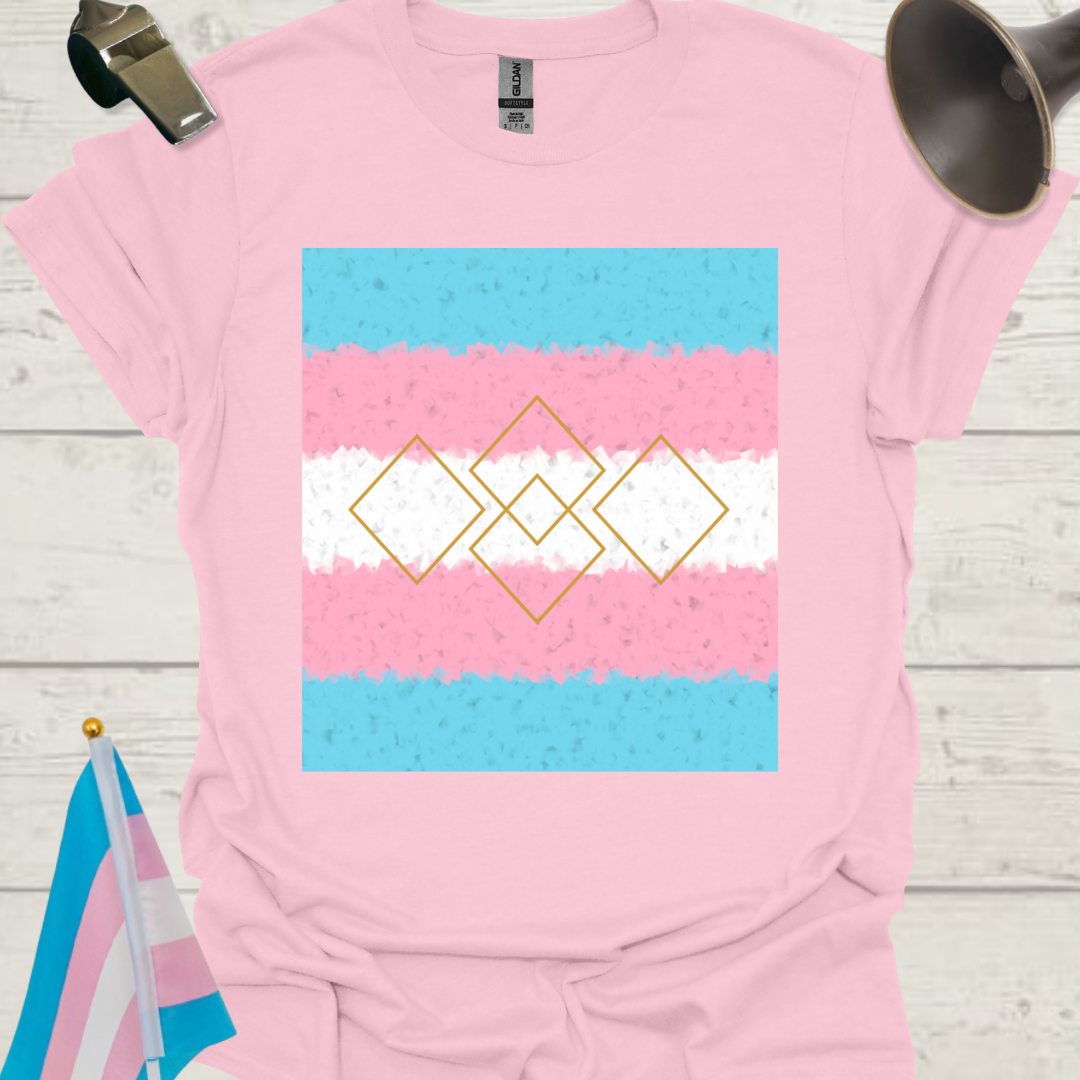 Transgender Pride T-Shirt, Cubism Golden Squares Unisex Softstyle