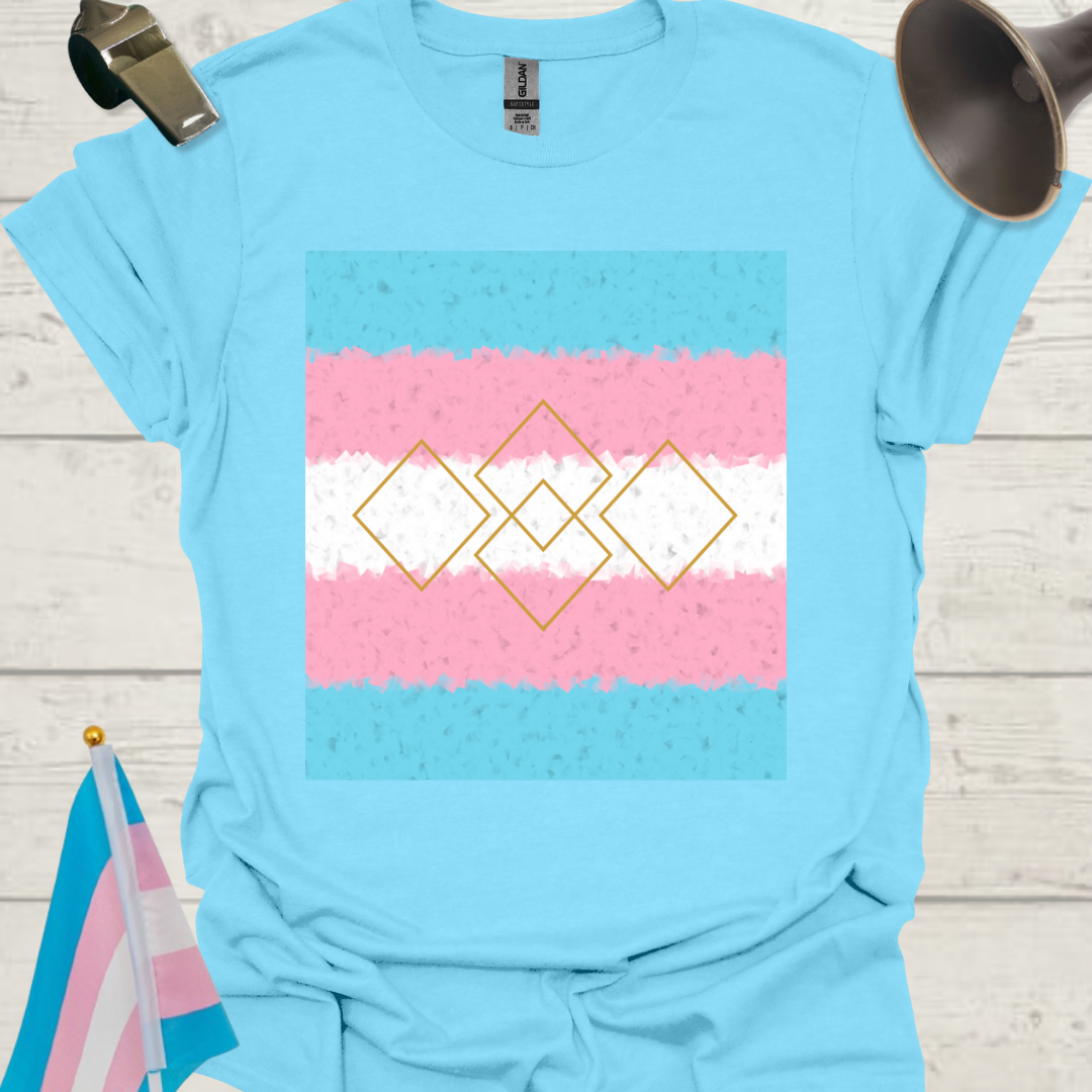 Transgender Pride T-Shirt, Cubism Golden Squares Unisex Softstyle