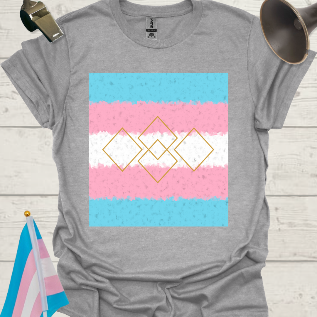 Transgender Pride T-Shirt, Cubism Golden Squares Unisex Softstyle