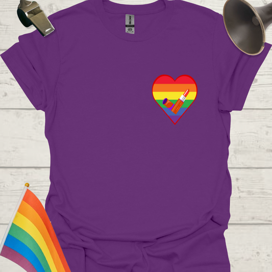 Unisex Pride T-Shirt - LGBTQ Lipstick in a Heart Design