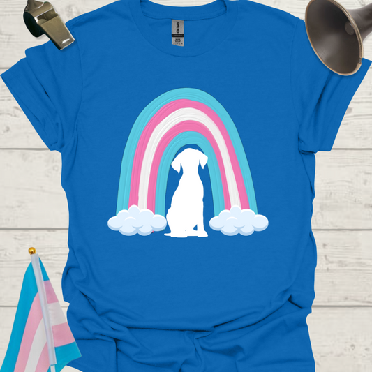 Transgender Pride Rainbow, White Dog T-Shirt
