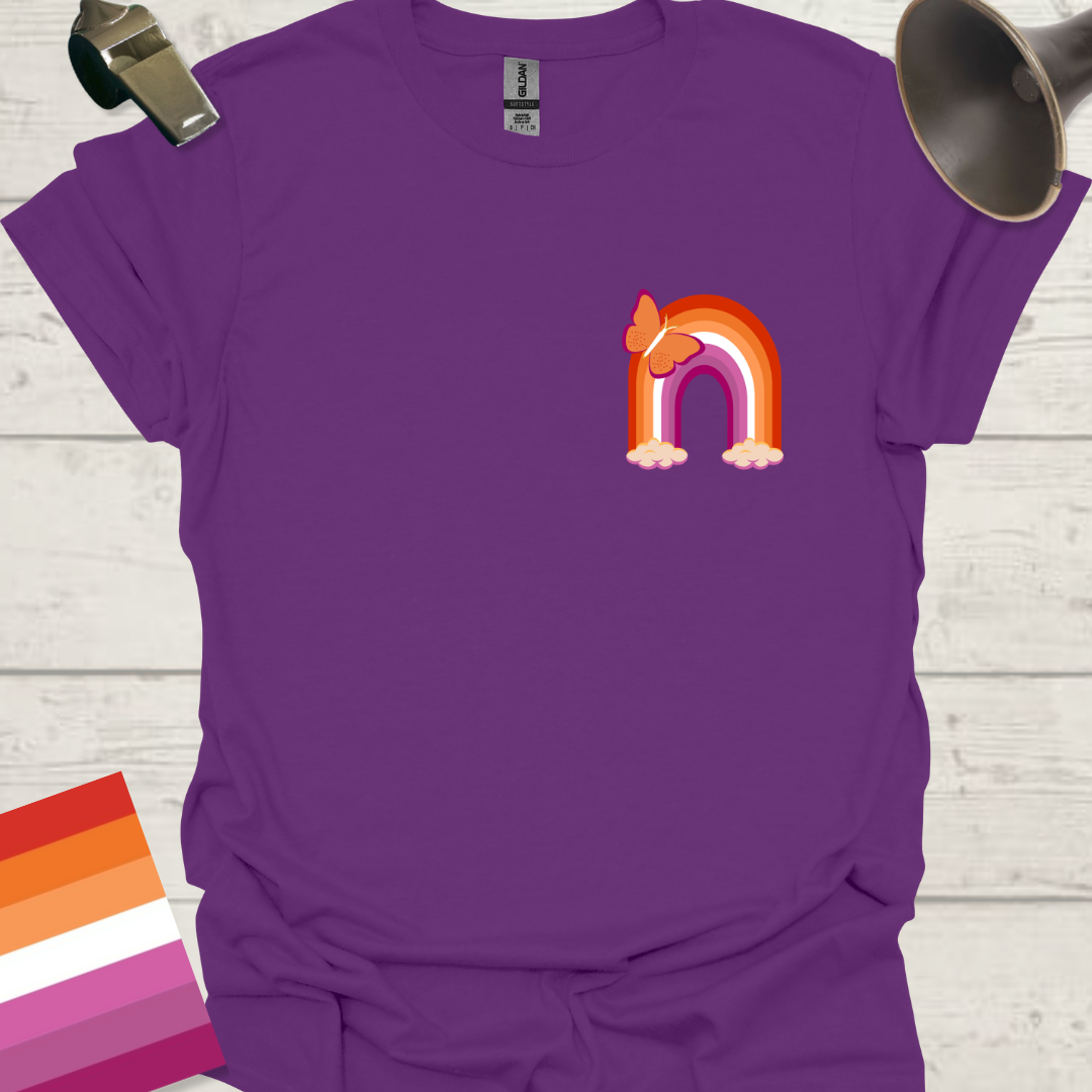 Lesbian Pride Flag Rainbow Butterfly T-Shirt