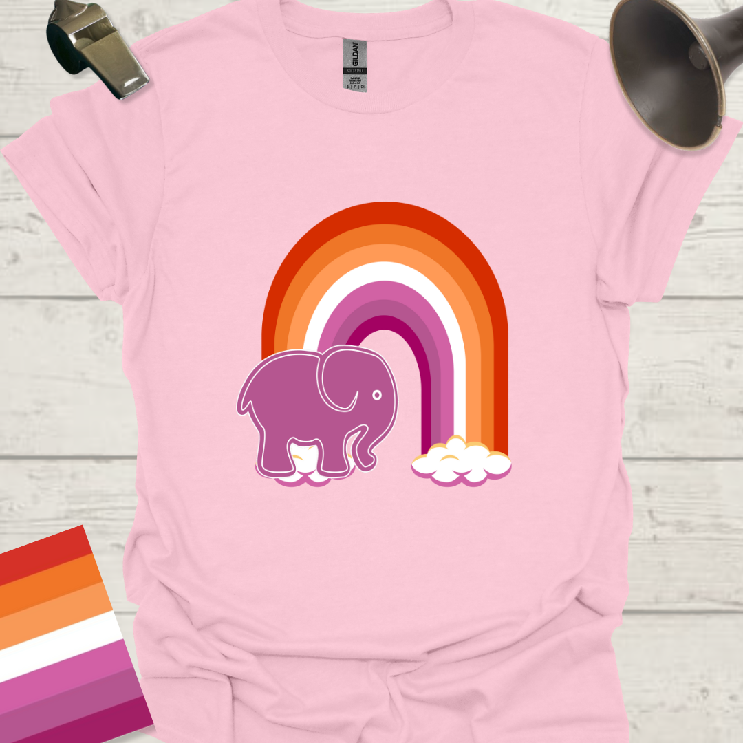 Lesbian Pride Flag Rainbow Elephant T-Shirt