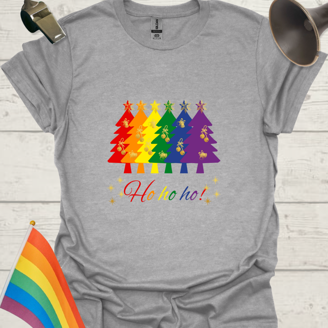 LGBTQ - Rainbow Christmas Trees, Ho ho ho T-Shirt