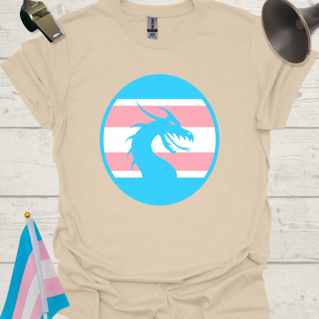 Transgender Pride Colors Sphere, Blue Dragon T-Shirt