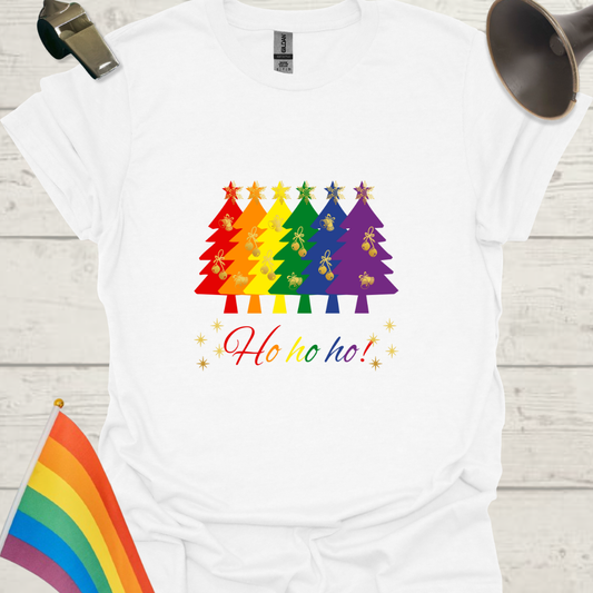 LGBTQ - Rainbow Christmas Trees, Ho ho ho T-Shirt
