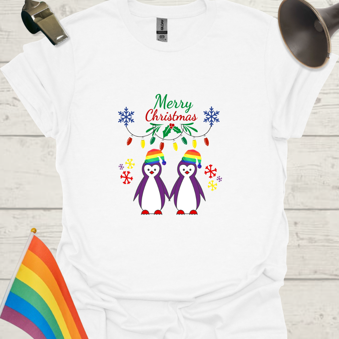 LGBT - Merry Christmas Gay Penguins T-Shirt
