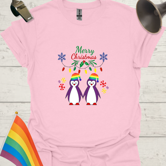 LGBT - Merry Christmas Gay Penguins T-Shirt