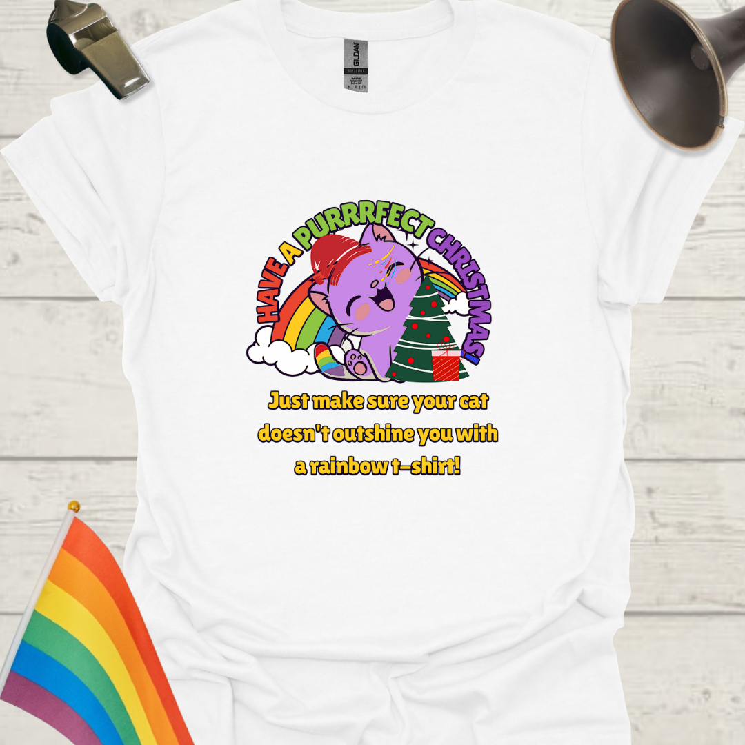 LGBT - Have a purrrfect Christmas. Just make sure your cat doesn't outshine you with a rainbow t-shirt!
