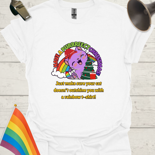 LGBT - Have a purrrfect Christmas. Just make sure your cat doesn't outshine you with a rainbow t-shirt!