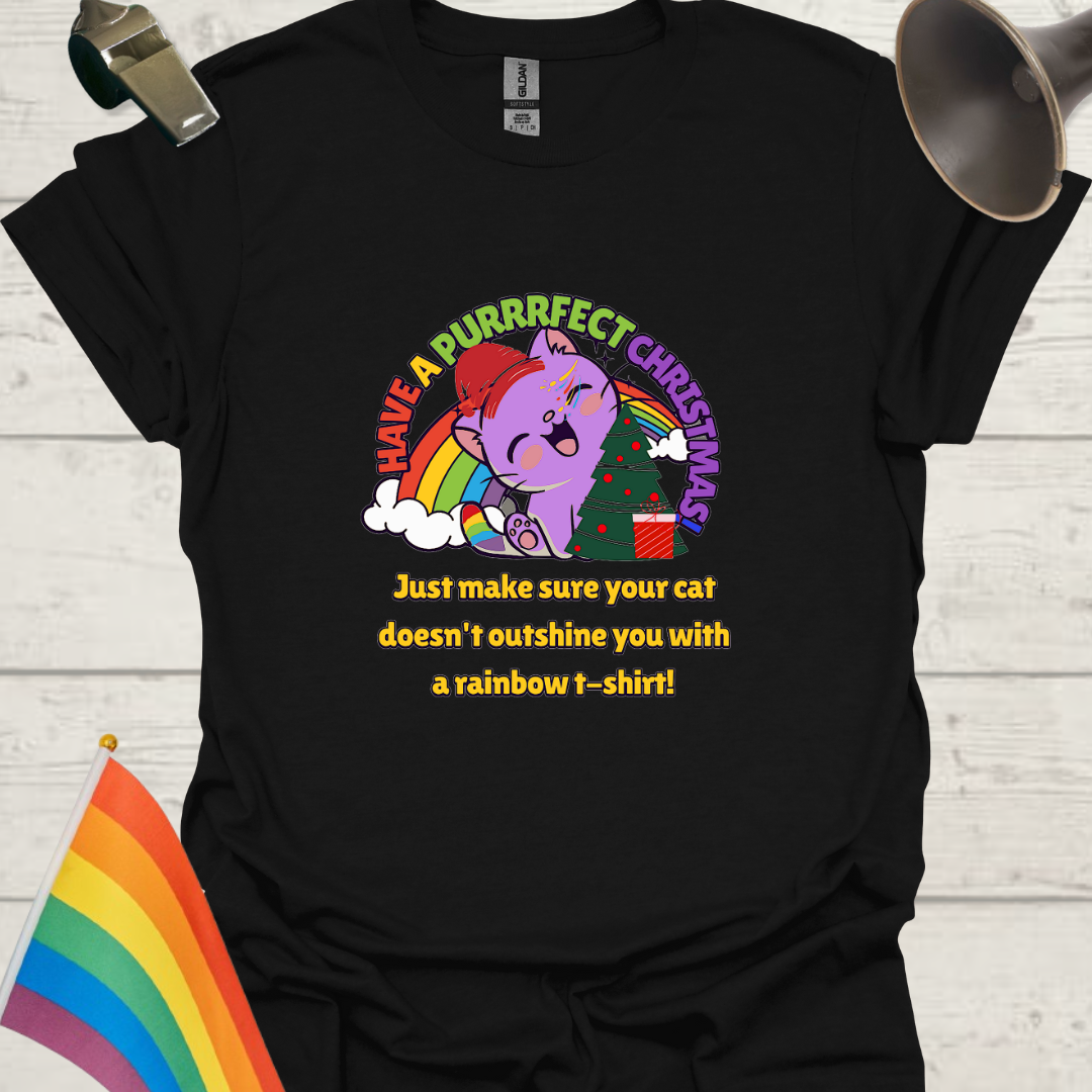 LGBT - Have a purrrfect Christmas. Just make sure your cat doesn't outshine you with a rainbow t-shirt!