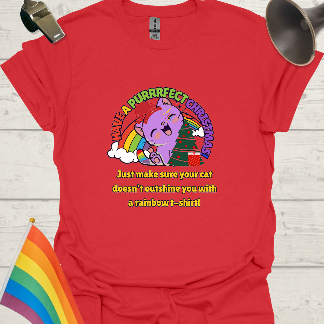 LGBT - Have a purrrfect Christmas. Just make sure your cat doesn't outshine you with a rainbow t-shirt!