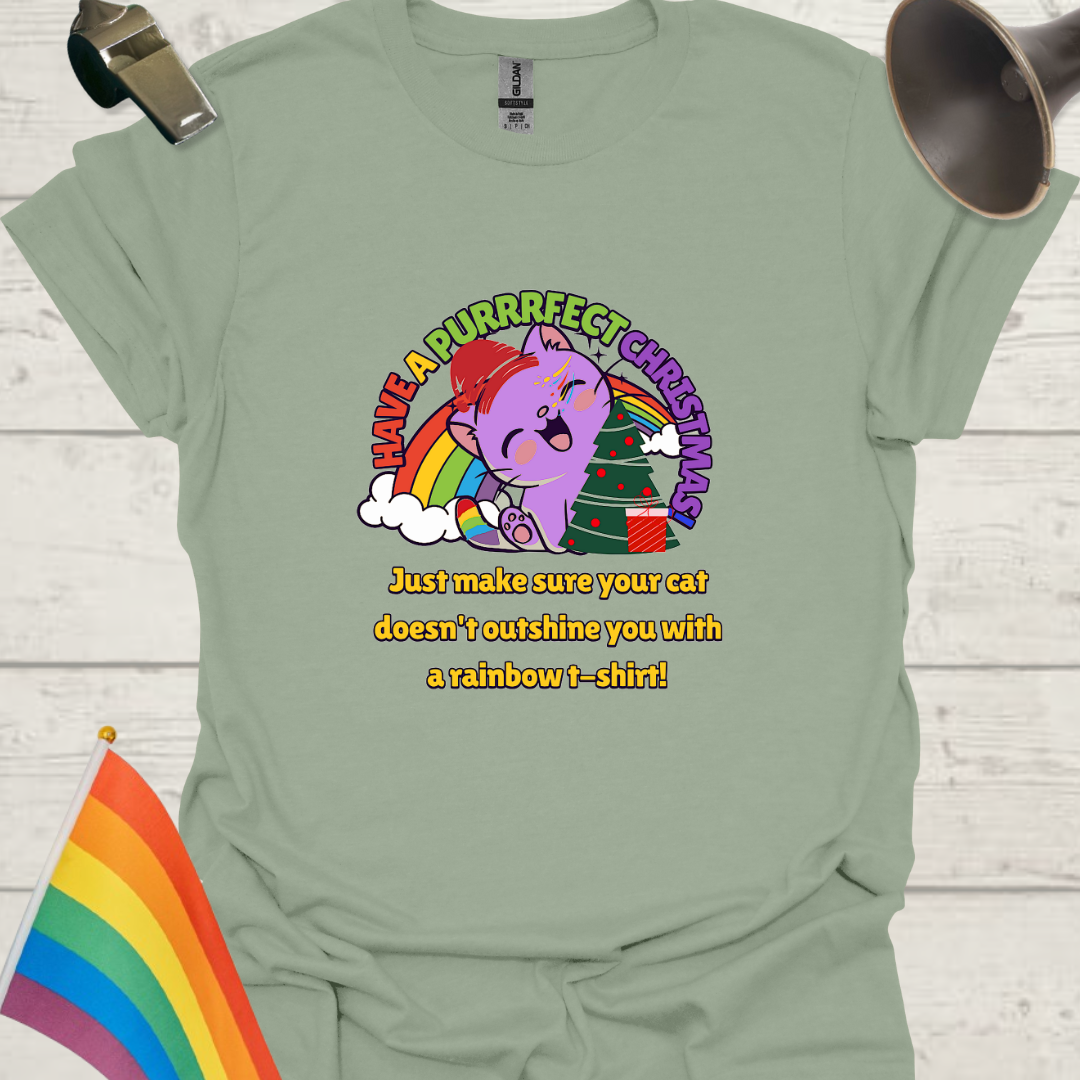 LGBT - Have a purrrfect Christmas. Just make sure your cat doesn't outshine you with a rainbow t-shirt!