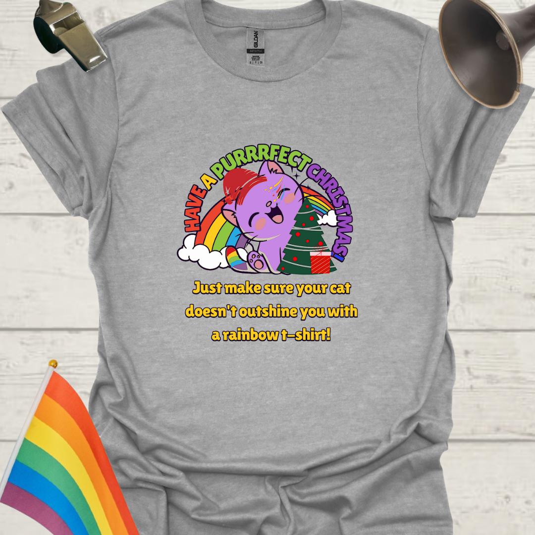 LGBT - Have a purrrfect Christmas. Just make sure your cat doesn't outshine you with a rainbow t-shirt!