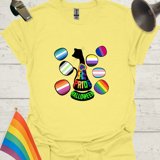 Halloween LGBT Pride Flag Black Cat T-Shirt