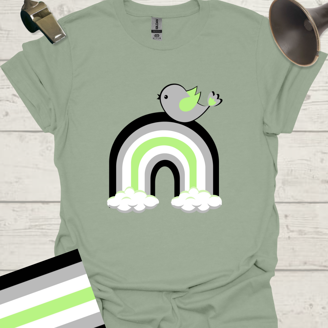 Rainbow Bird Agender Pride T-Shirt