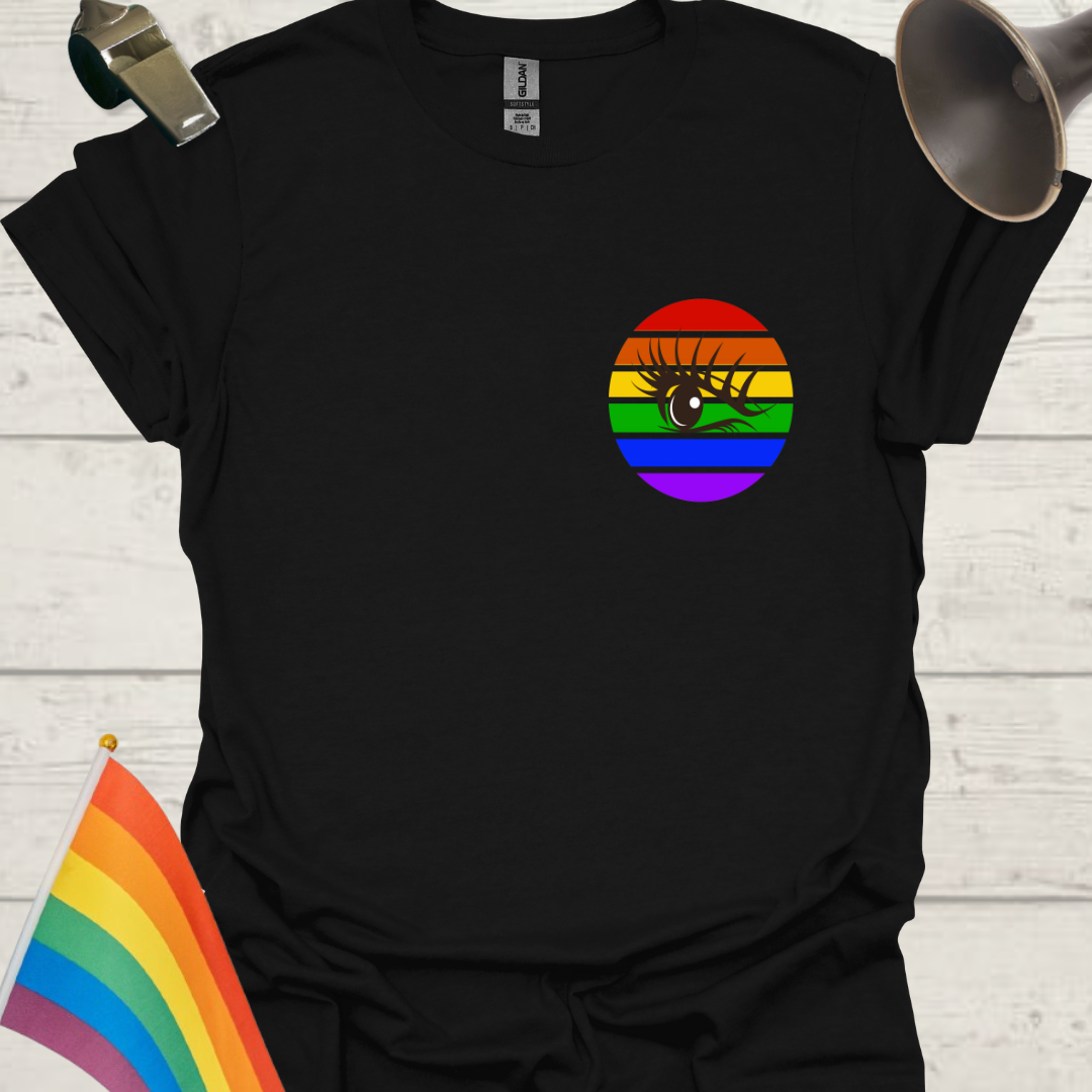 LGBT Pride Rainbow Stripes in a sphere, visibility Eye design T-shirt