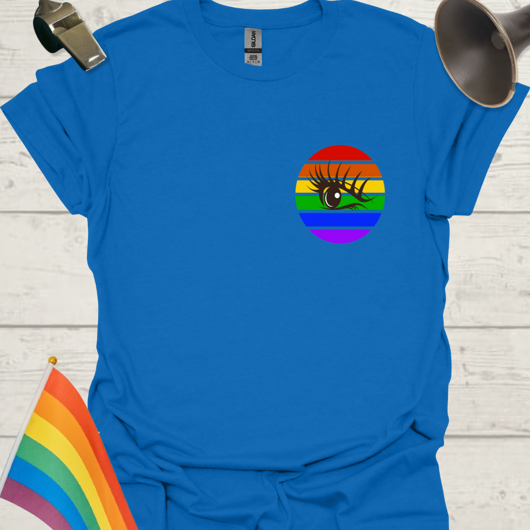 LGBT Pride Rainbow Stripes in a sphere, visibility Eye design T-shirt