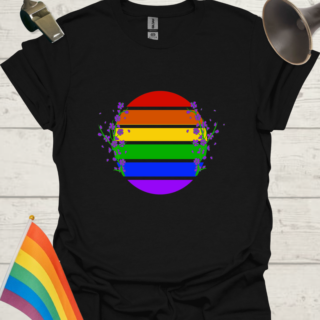LGBT Pride Sphere Purple Flowers T-Shirt