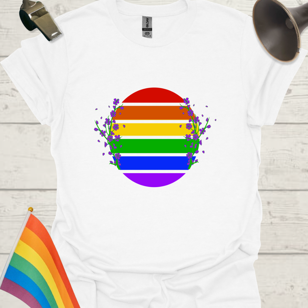 LGBT Pride Sphere Purple Flowers T-Shirt