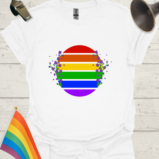 LGBT Pride Sphere Purple Flowers T-Shirt