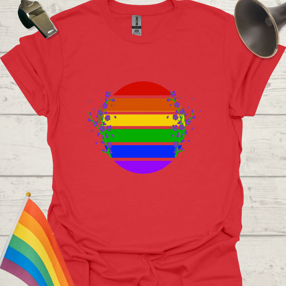 LGBT Pride Sphere Purple Flowers T-Shirt
