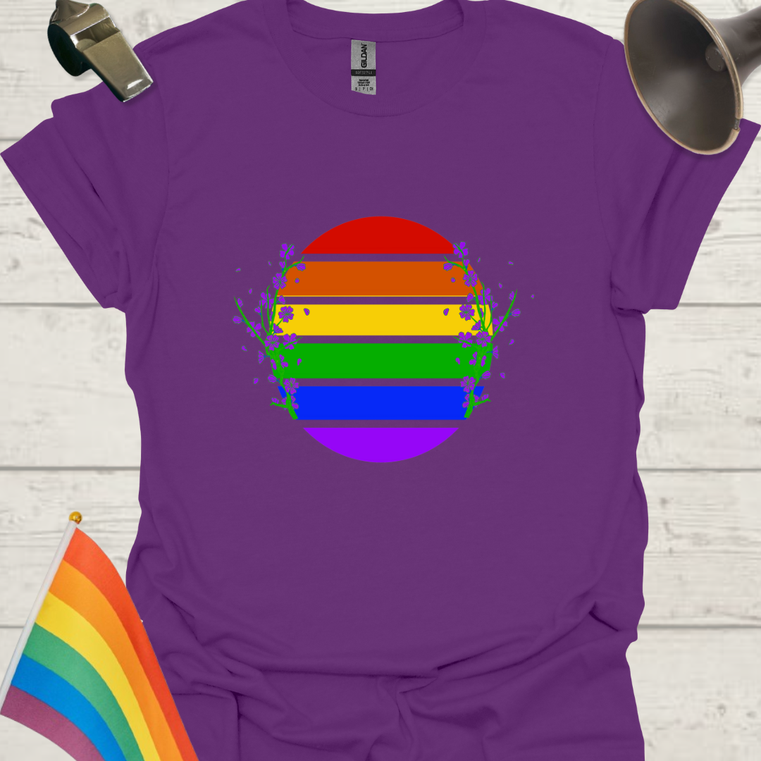 LGBT Pride Sphere Purple Flowers T-Shirt