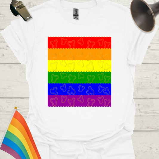 Unisex Pride T-Shirt - LGBT Pride Flag Ripples, Golden Pattern Design