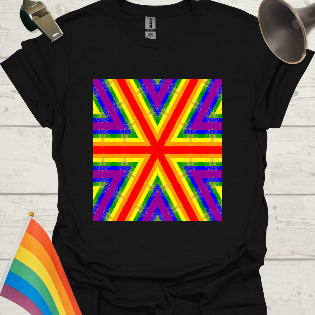 Unisex Pride T-Shirt - LGBT Pride Flag Colors Kaleidoscope Pattern Design
