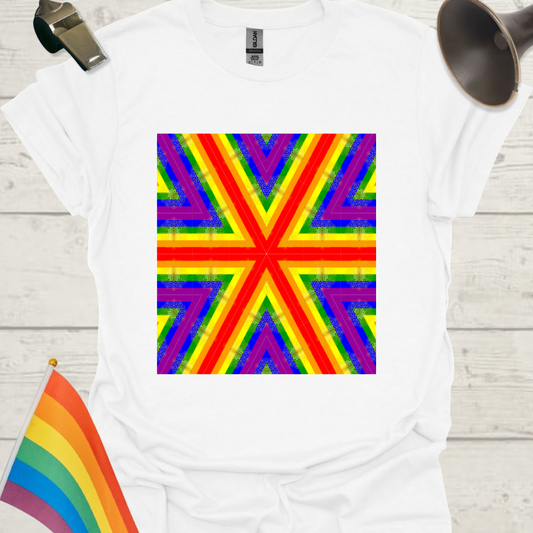 Unisex Pride T-Shirt - LGBT Pride Flag Colors Kaleidoscope Pattern Design