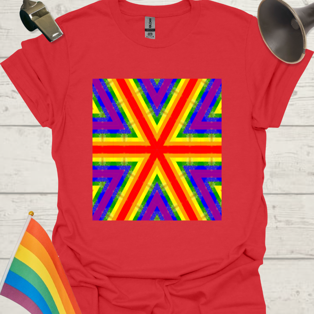 Unisex Pride T-Shirt - LGBT Pride Flag Colors Kaleidoscope Pattern Design