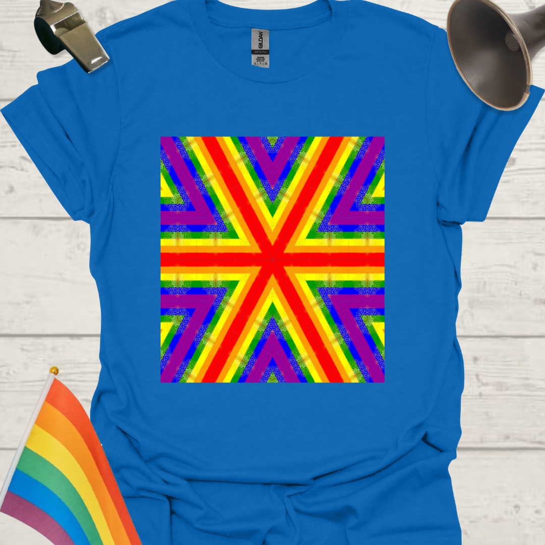 Unisex Pride T-Shirt - LGBT Pride Flag Colors Kaleidoscope Pattern Design