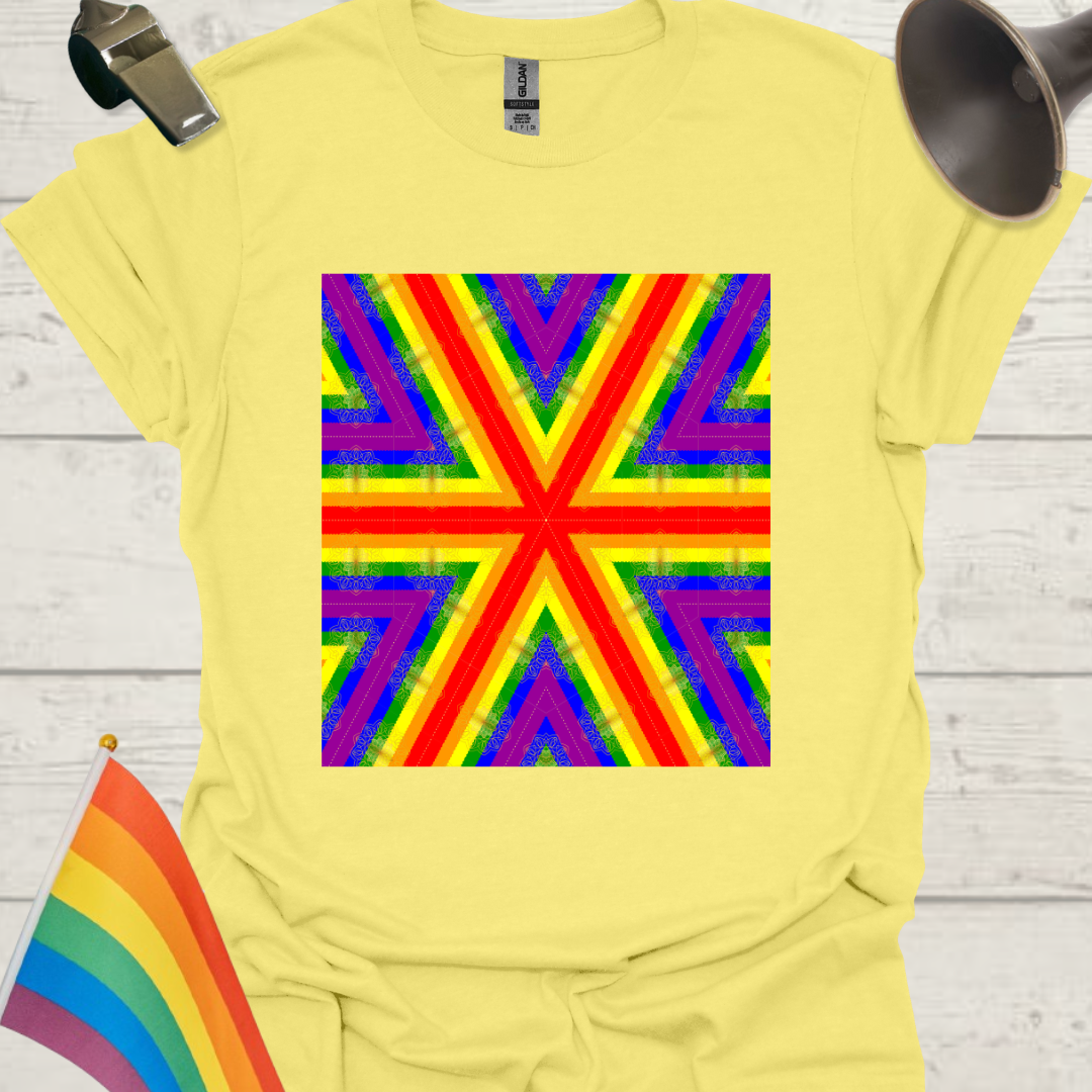 Unisex Pride T-Shirt - LGBT Pride Flag Colors Kaleidoscope Pattern Design