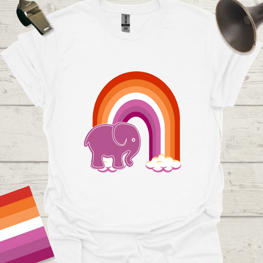 Lesbian Pride Flag Rainbow Elephant T-Shirt