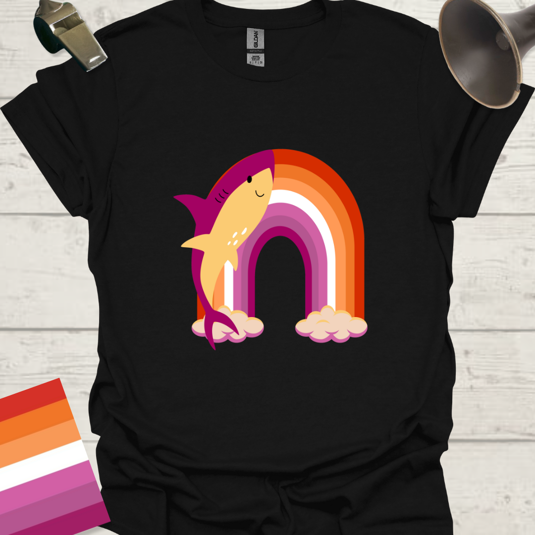 Lesbian Pride Flag Rainbow Cute Shark T-Shirt