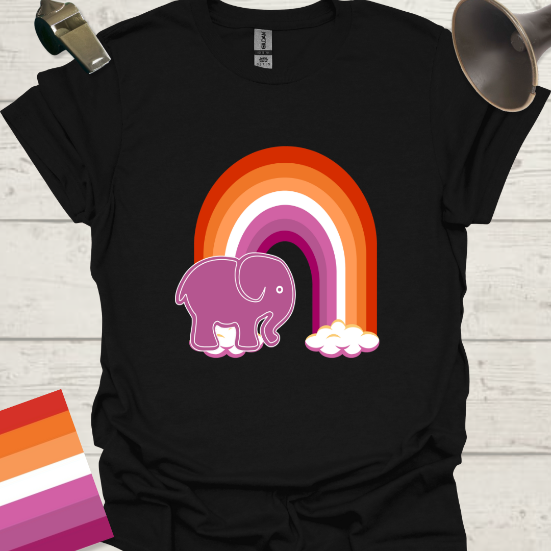 Lesbian Pride Flag Rainbow Elephant T-Shirt