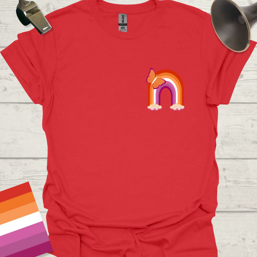Lesbian Pride Flag Rainbow Butterfly T-Shirt