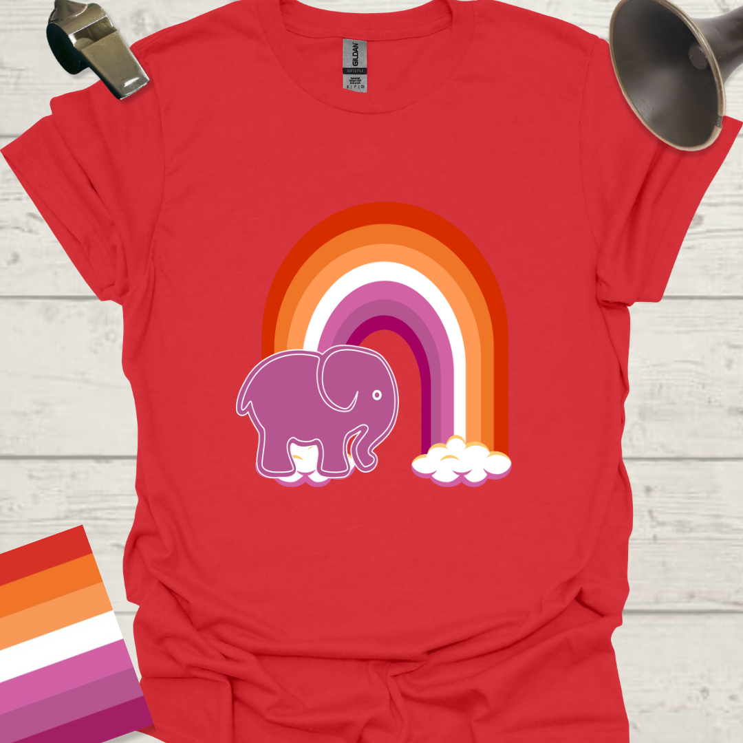 Lesbian Pride Flag Rainbow Elephant T-Shirt