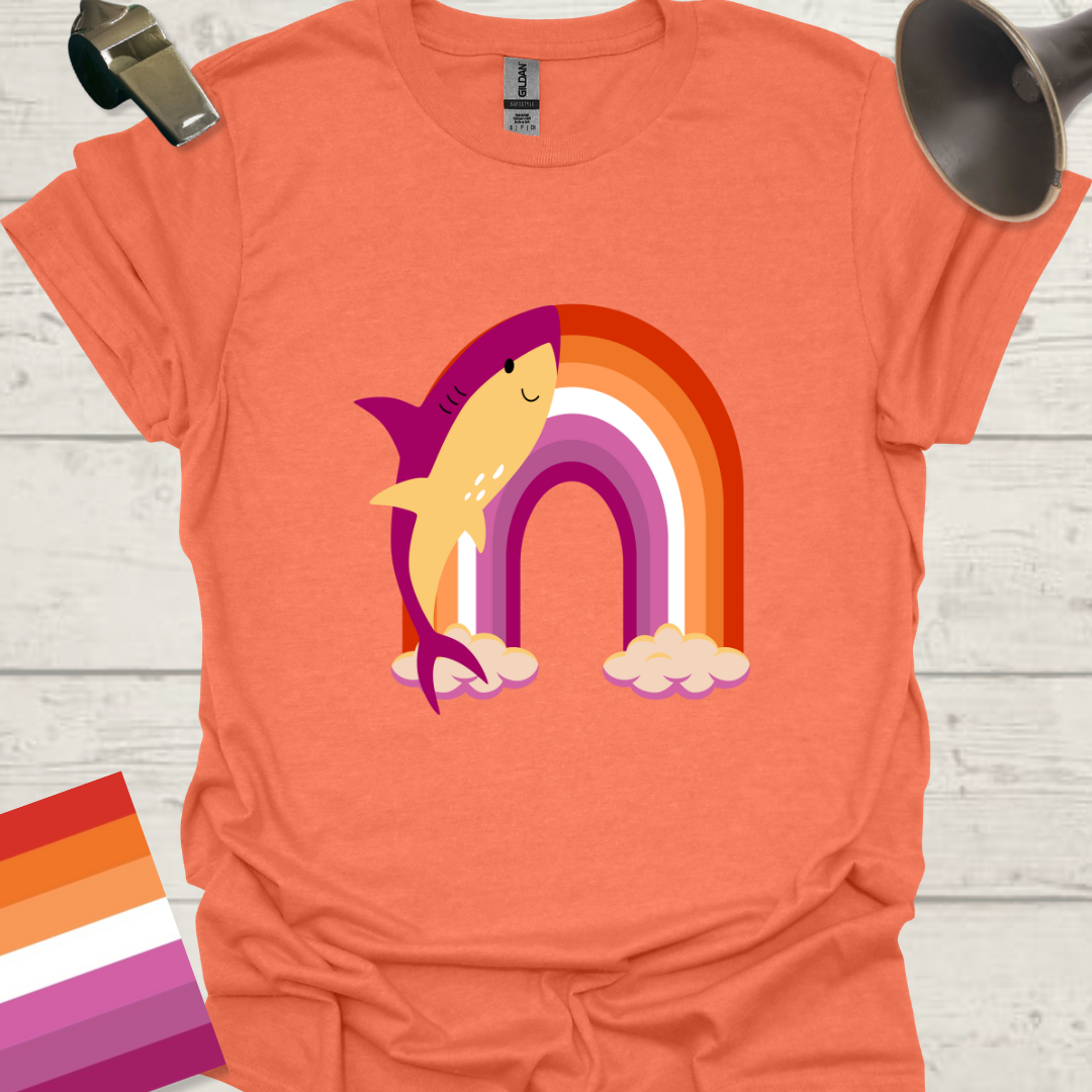 Lesbian Pride Flag Rainbow Cute Shark T-Shirt